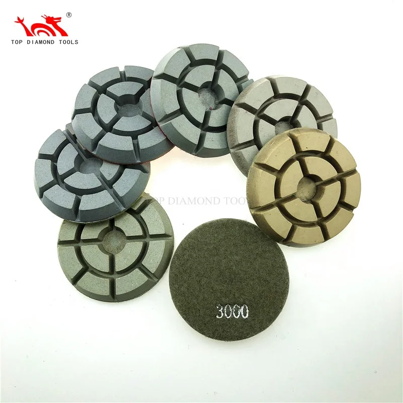 Diameter 3 inch or 4 inch Resin Diamond Polishing Pads For Wet Or Dry Polishing Concrete Terrazzo Stone Floor