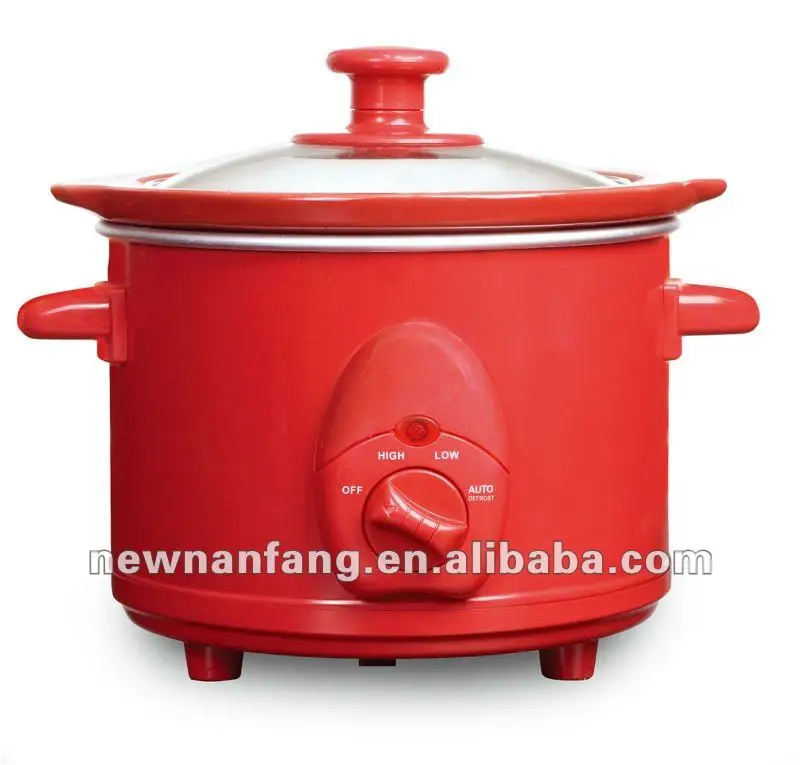 1.5QT Red Commercial Household Hotel Portable Slow Cooker With Red Ceramic Inner Pot