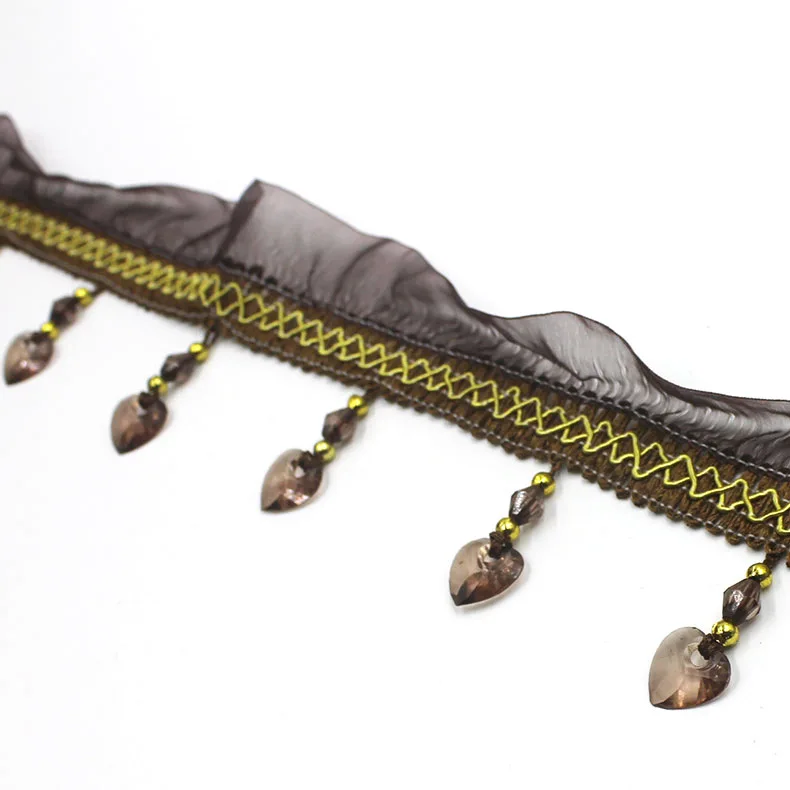 Cheap Price Heart-shaped  Beaded Curtain Tassel Fringe Trim, Beaded Fringe Trimming