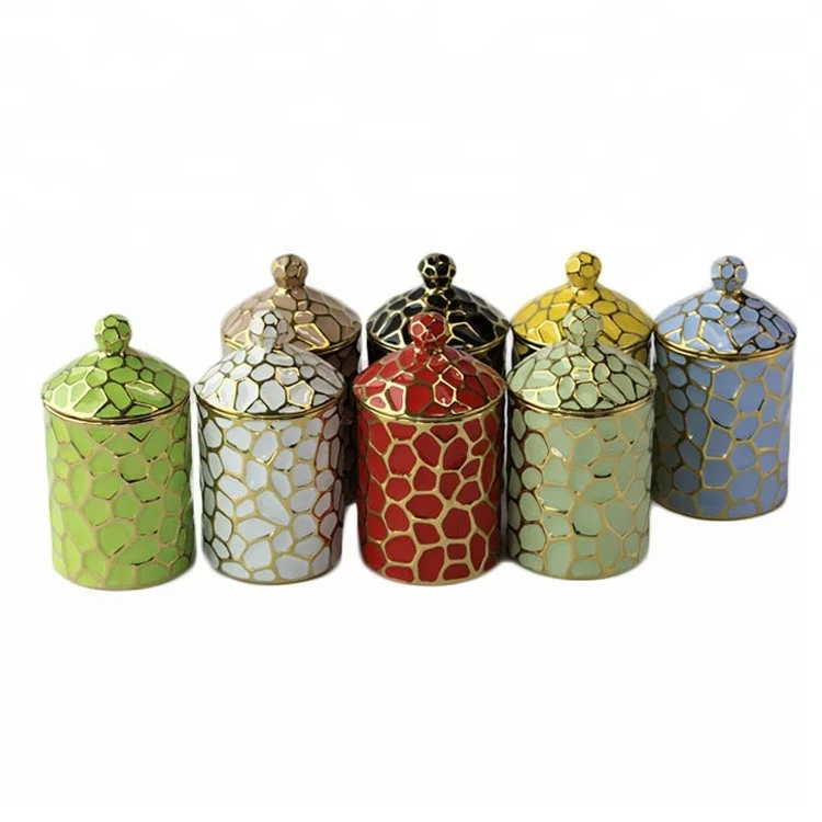  Factory supply luxury scented soy candles aroma ceramic jars holders vessels