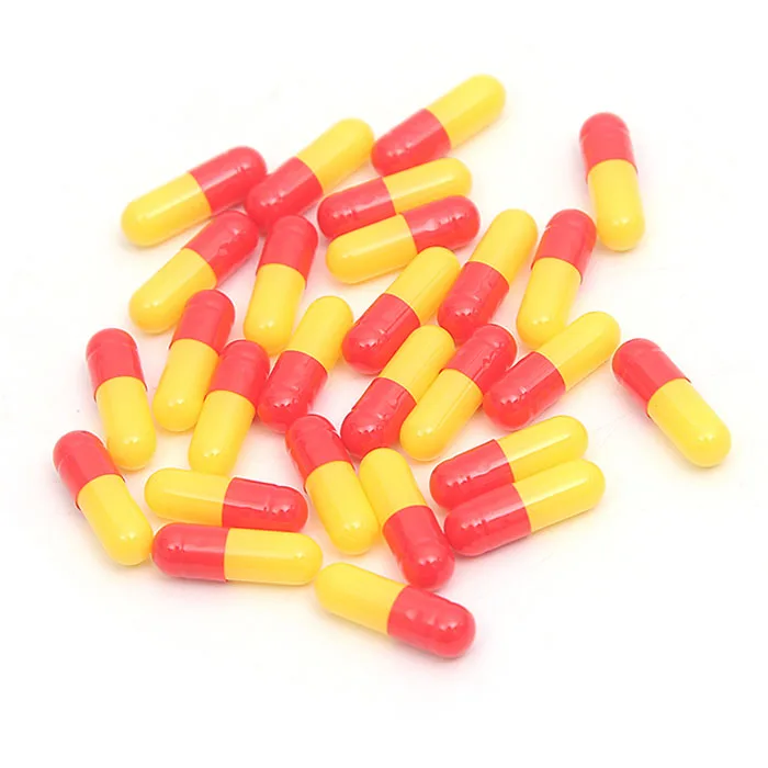 Bulk sale red and white size 00 gelatin empty capsule shell