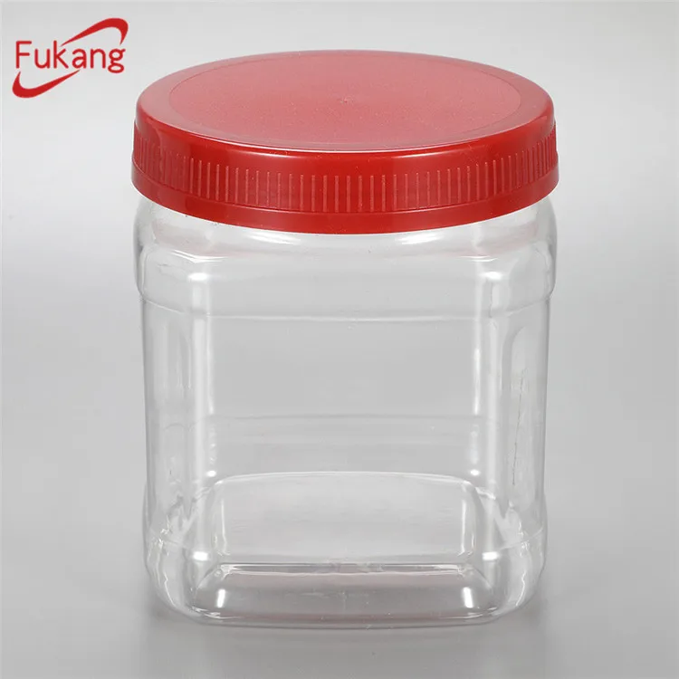 20oz Square Pet jar for Nuts Packaging, Food Grade 600ml plastic bottle
