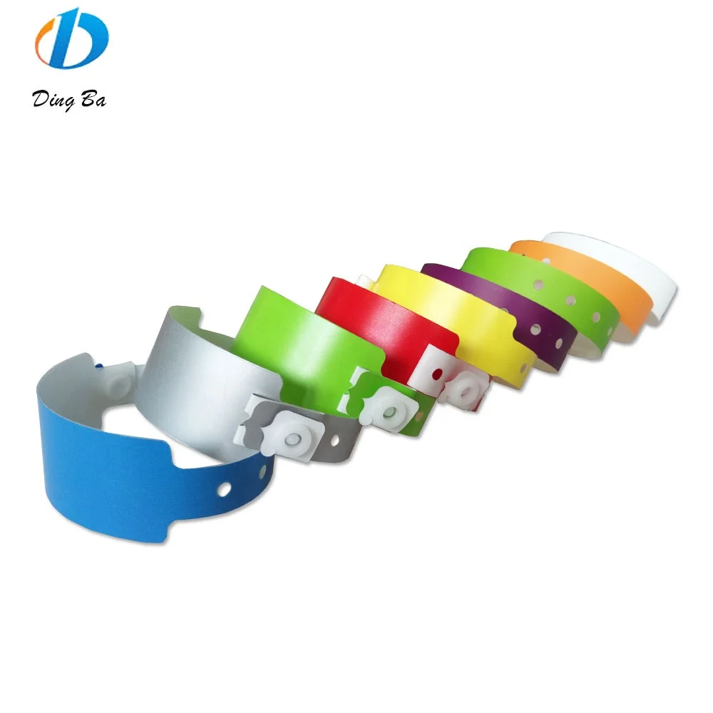 Plastic Events Bracelet ,Composite Paper Wristband, Cheap Custom Print Logo Bangle Snap Button Bracelet