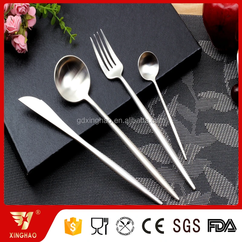 High Quality Matte Silver Stainless Steel Knife Spoon Fork Flatware Cutlery Set