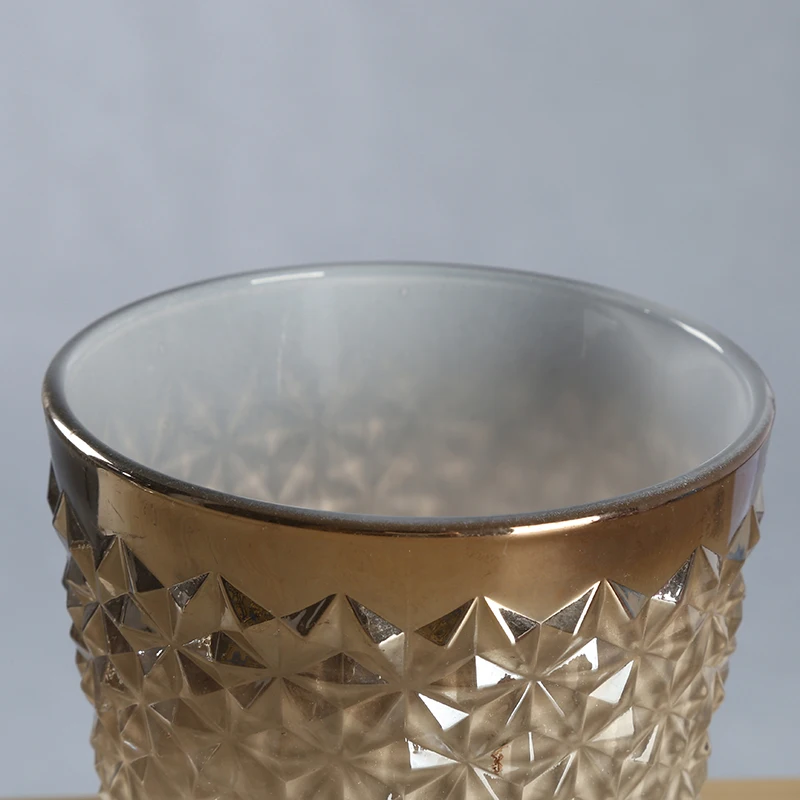 Delicate Wedding Candlestick Round Luxury Electroplating Gold Glass Candle Tumbler