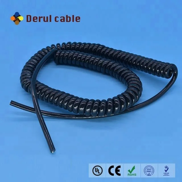 VDE Standard Black 4x0.2mm2 Spring Power Cable spiral coiled cord Spiral Cable