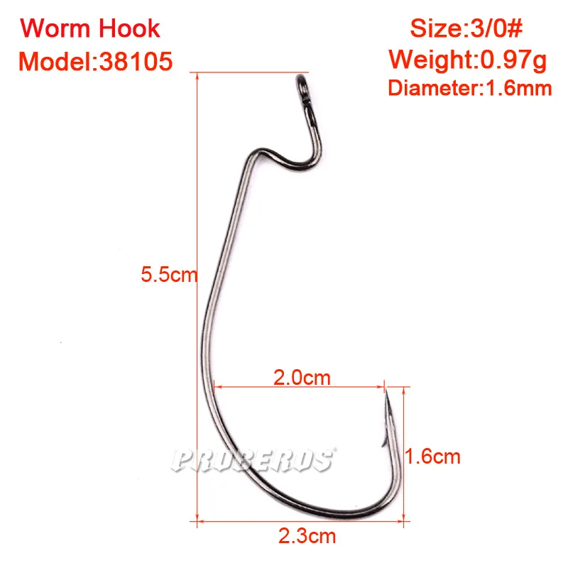 100pcs/bag Fishing Hook 1/0-5/0# Worm Hook Black Color Jig Big Hook Soft Bait Fishhook Simple