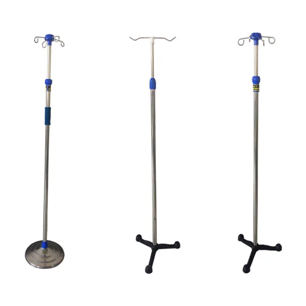
Hospital furniture 4 hooks stainless steel infushion iv pole stand with five round base wheels 