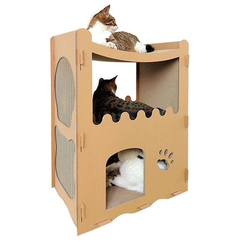 Deku Pet Cat Furniture protector Corrugated Cat Scratcher Cardboard Tower Cat house with Scratching Boards