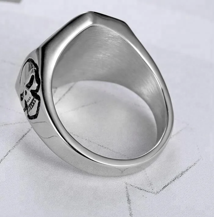 316L Stainless Steel Jewelry 1% Silver Skull Ring DM 027