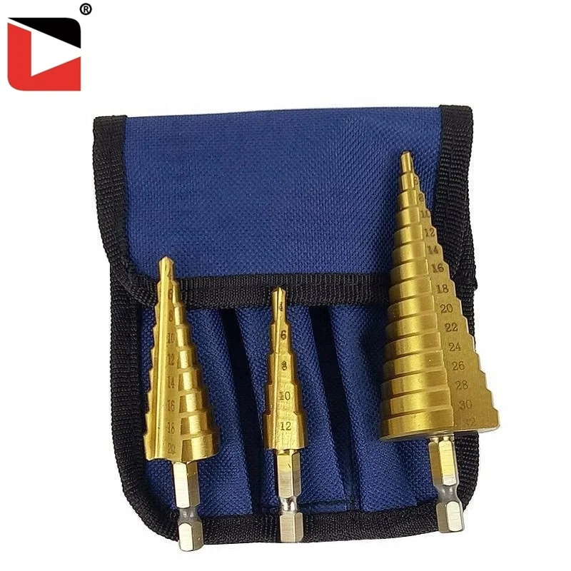 4-12mm 4-20mm 4-32mm Hss hexagon titanium step drill bit set