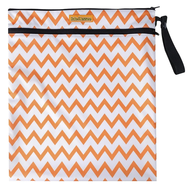 Cloth Diaper Wet Dry Bags Waterproof Reusable with Two Zippered Pockets Travel Beach Pool Daycare Soiled Baby Items