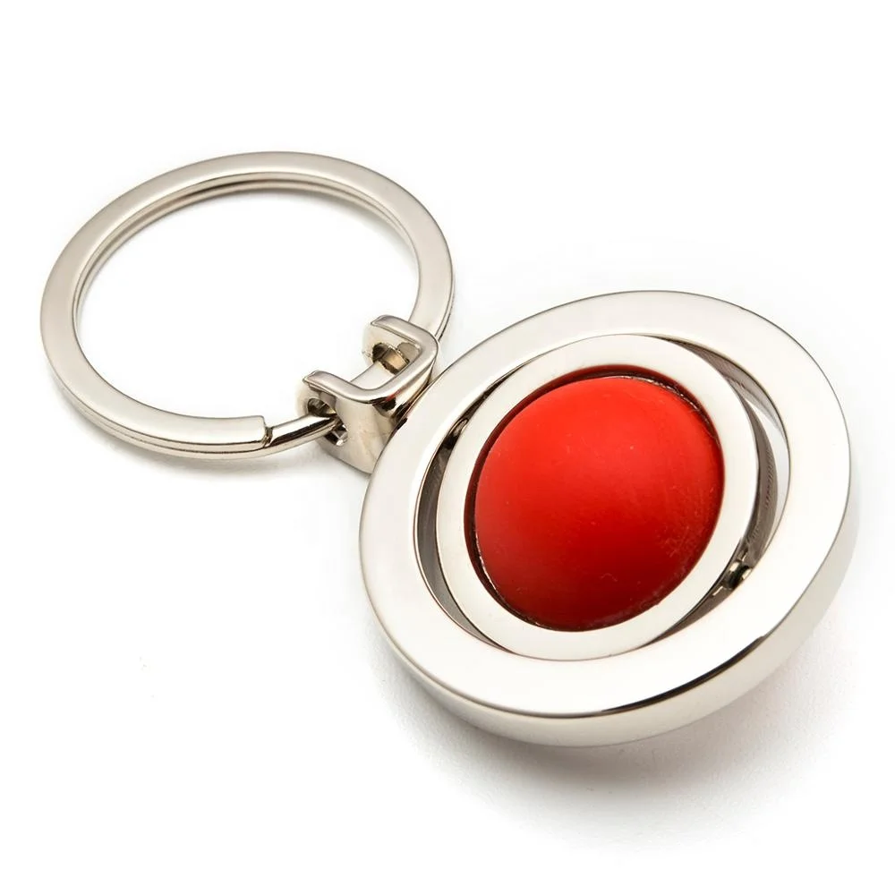 rotating metal zinc alloy with soft pvc soccer/basket ball custom keyring