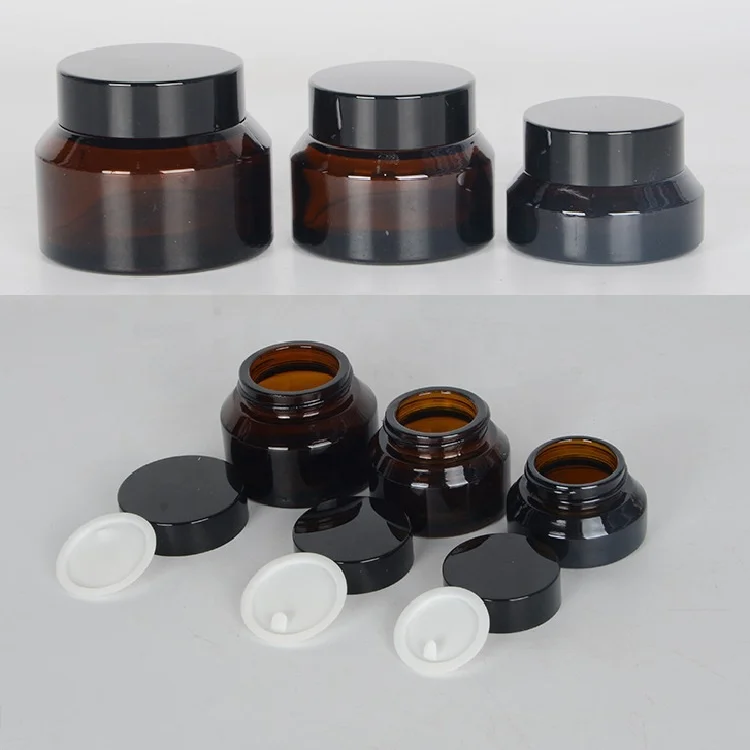 Popular 5g 15g 20g 30g 50g 100g Amber And Frosted  Brown Glass Cosmetic Cream Jar