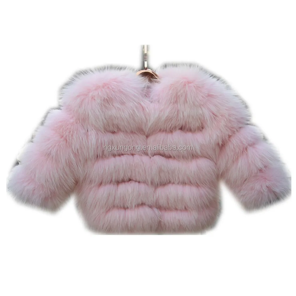 
Wholesale fox fur kid girl coat, winter fashion warm fur plush short coat 