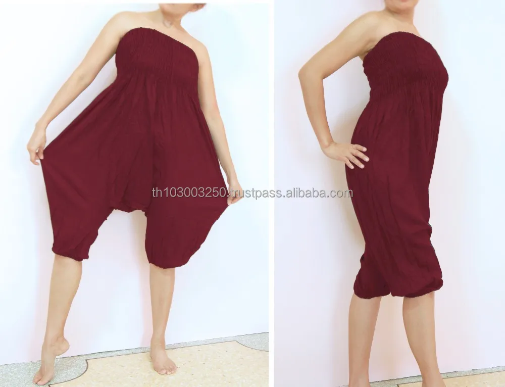 Fisherman Baggy Belly Dance HIPPIE BOHO solid color MAXI HAREM PANTS 2 IN 1 JUMPSUITS PLUS