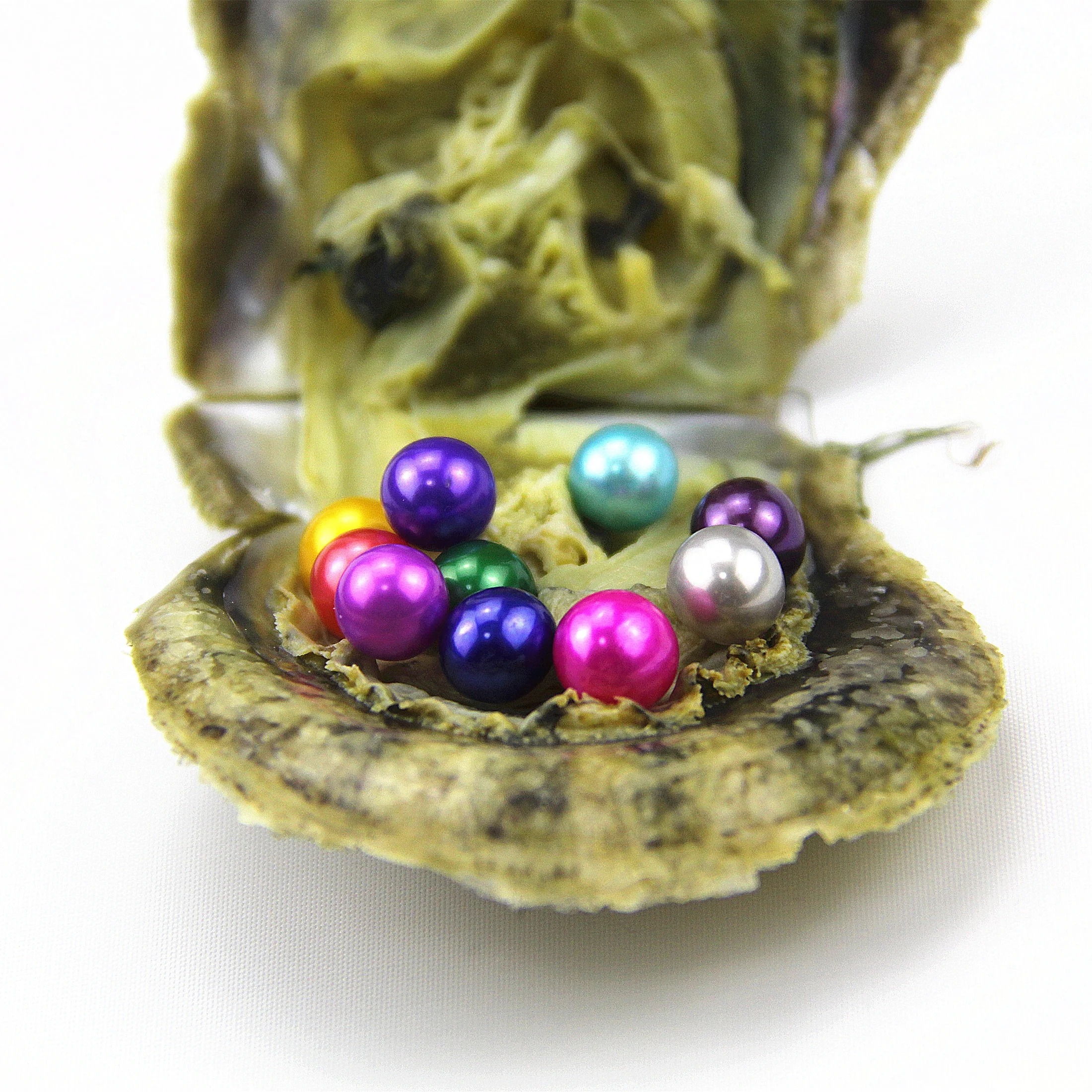 
AAA+ grade 6-7mm Natural Freshwater Pearl Mixed 34 Colors 10 pearls in 1 Akoya pearl oyster, Vacuum packing 