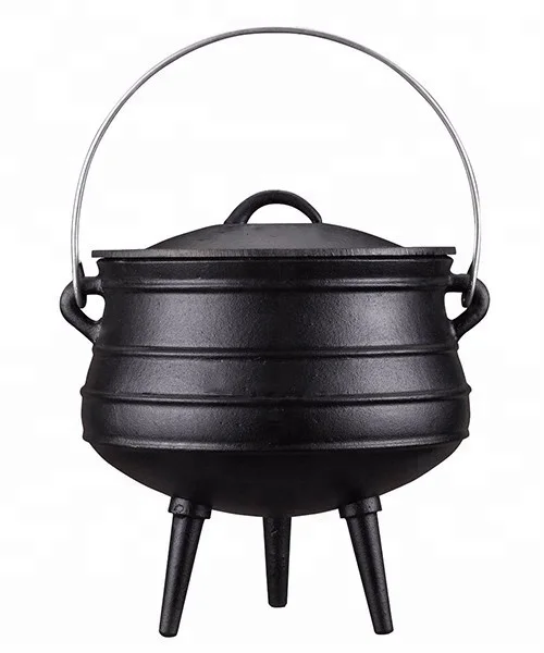 3 legs Footed Camp Small Cast iron Stock fire Potjie Cast iron Cauldron for Picnic