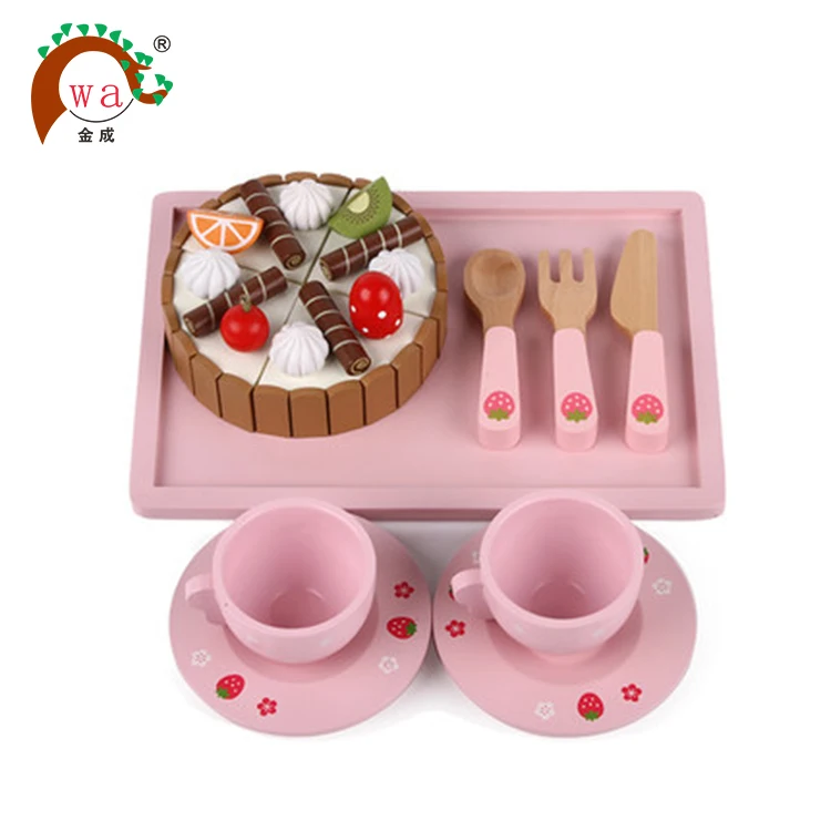 
Mini cake cutting pretend play toy wooden kitchen toy 