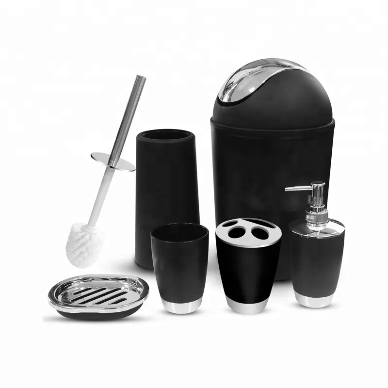 
Black Plastic Six-Piece-Set For Bathroom Decorative 