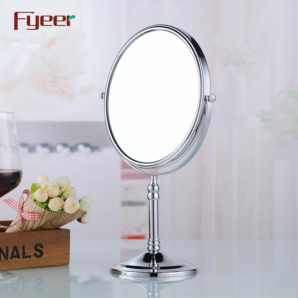 Fyeer Wholesale Round Brass Cosmetic Mirror with 3X Magnification