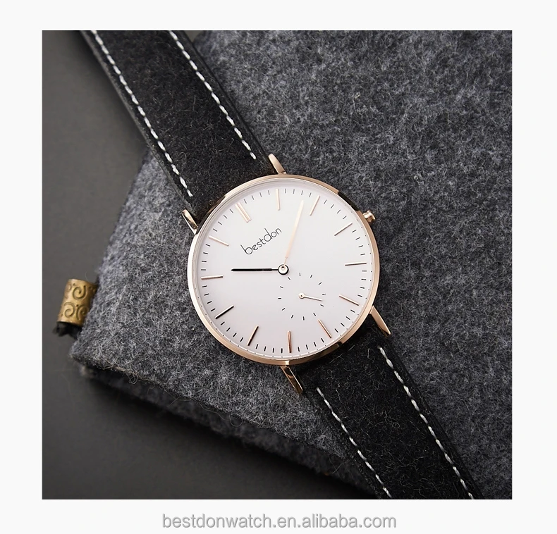Hot sale fuzzy leather watch japan movt brand your own watch custom logo watch men business