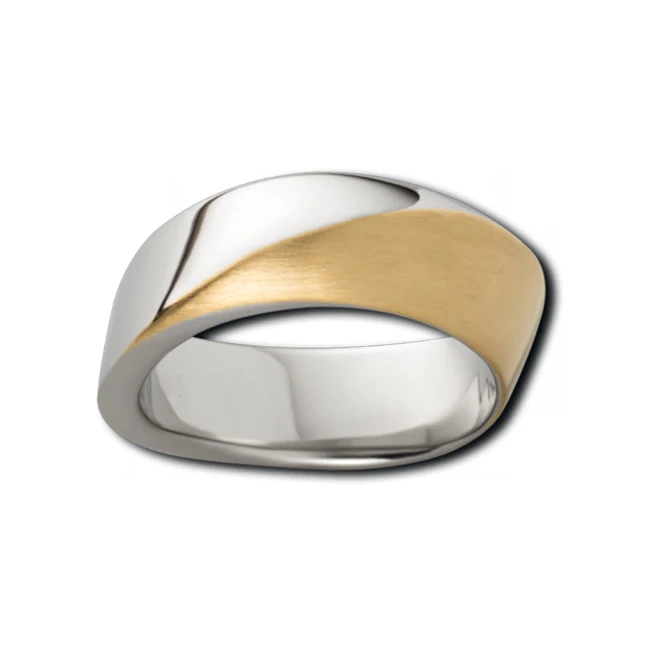 
Top quality stainless steel ring silver brushed center mens jewelry ring 