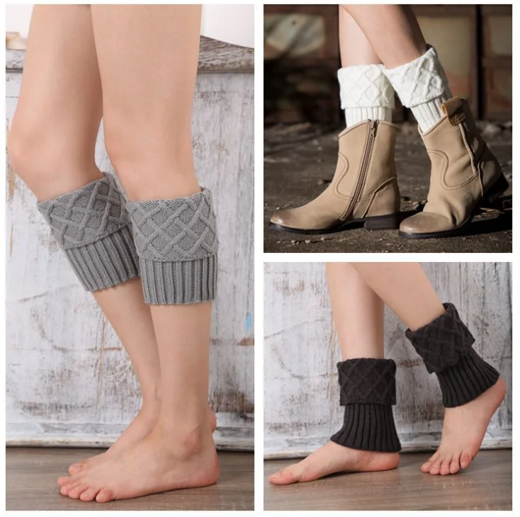 Fashion custom winter knitted women boot cuffs