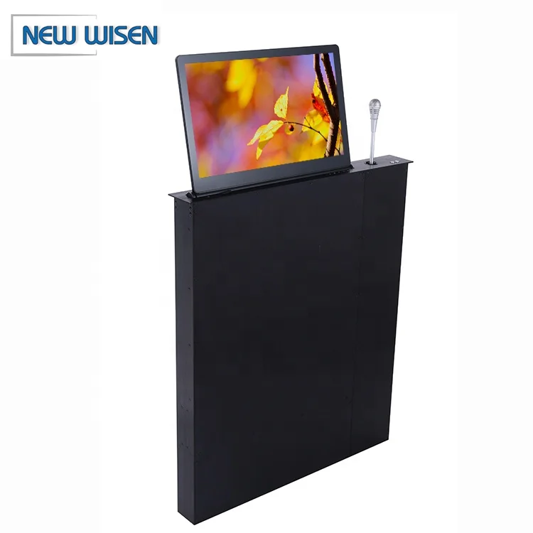 Paperless office 15.6 inch FHD monitor motorized lift with microphone for conference system