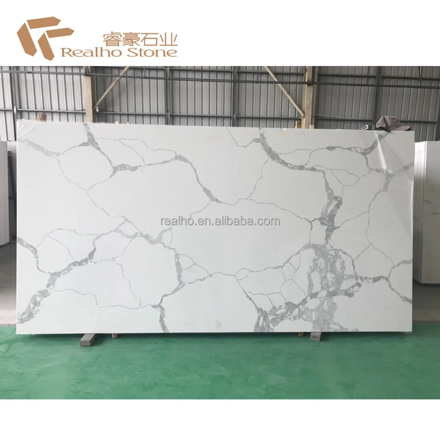 Белый Мраморный кварц Calacatta для кухни