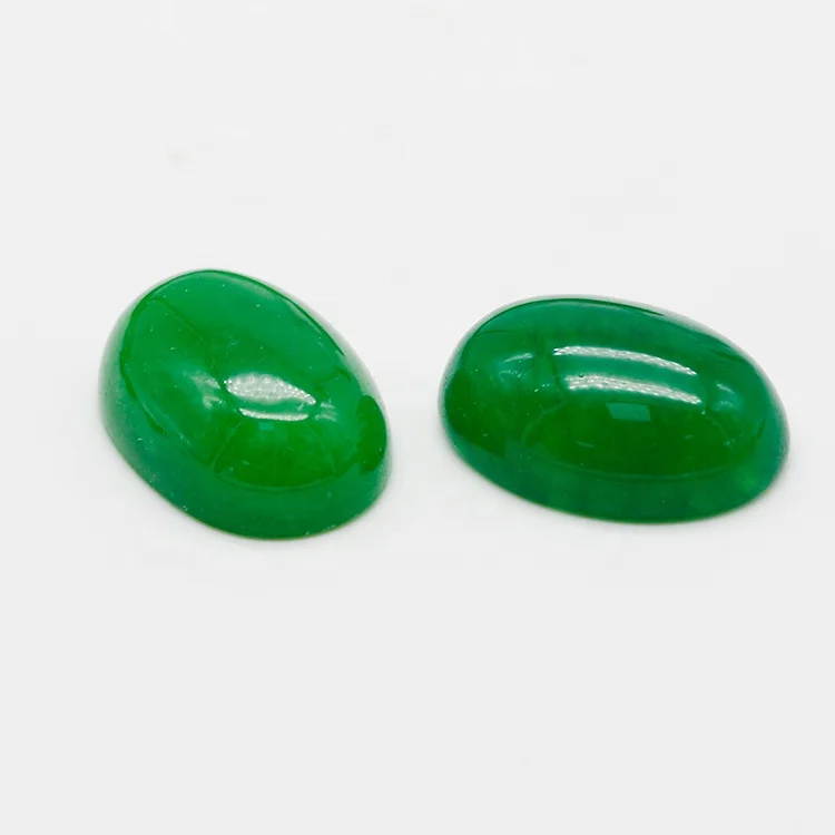 Oval Shape Gemstone Cabochon Natural Green Jade Stone