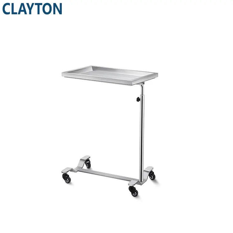 Drive Medical Over Bed Laptop Rolling Table Stainless Steel Mayo Trolley Hospital