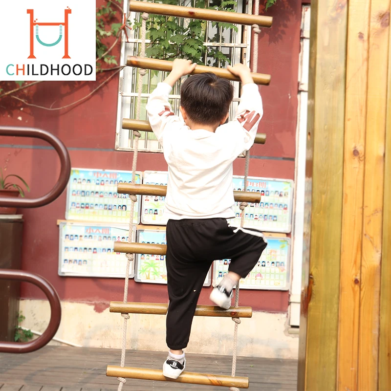 High Quality Kids Swing Set Accessories Wooden Climbing Rope Swing Ladder