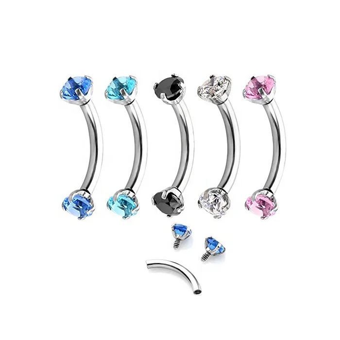 Titanium Eyebrow Gem Curved Ring Eyebrow Piercing Curved Barbell Banana Piercings Body Jewelry