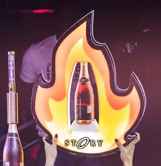 LED Gift Box Fire Champagne Glorifier Display VIP Flame Bottle Presenter for Night Club Lounge Bar Wedding Festival Party