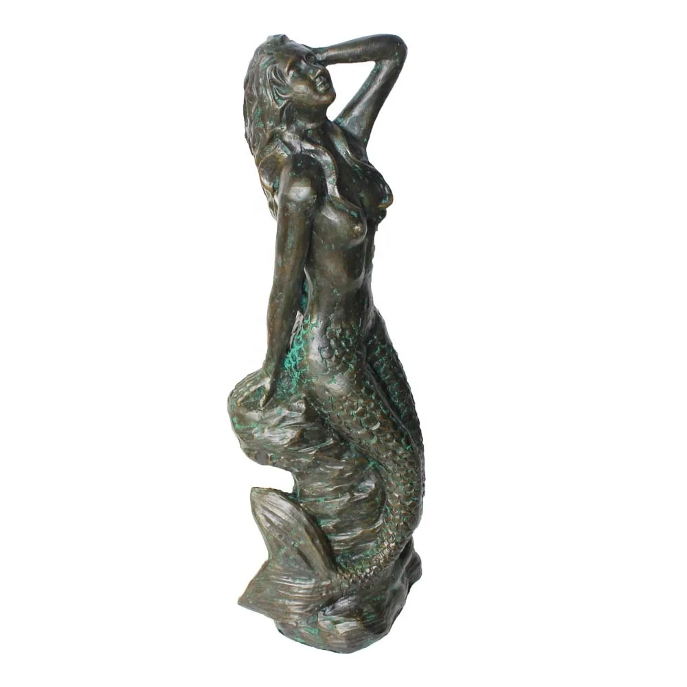 Vintage aluminum antique  mermaid statues for garden