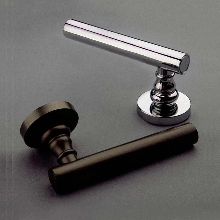 Modern Style Die Casting Matt Black  Interior Door Handle On Round Rose