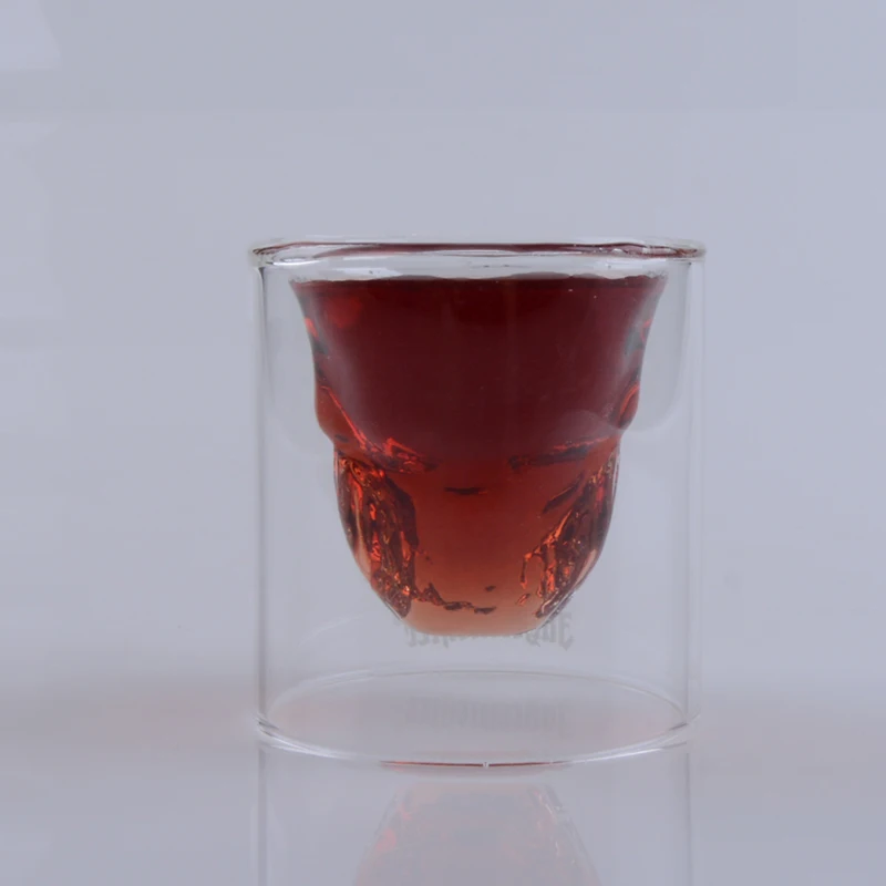 double wall skull wine glass