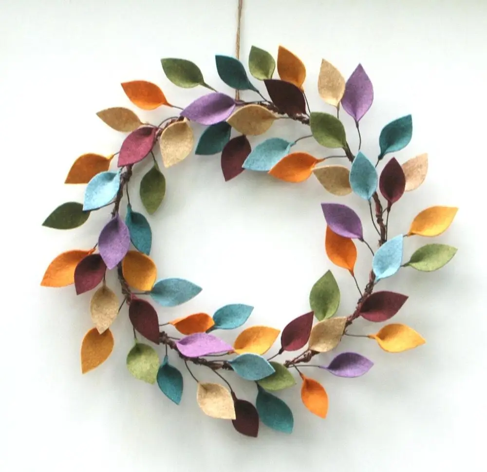 Thanksgiving Wreath Autumn Felt Leaf Wreath Simple Fall Leaf Wreath