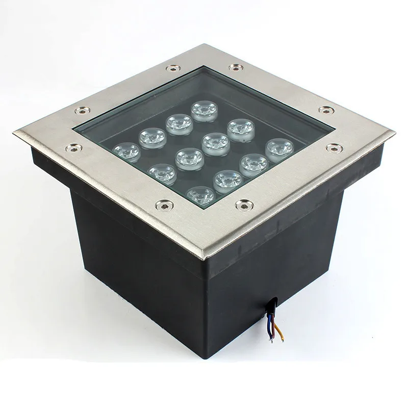 Yuefa 12W Square Buried Landscape Garden RGB White DMX512 IP67 Waterproof LED Inground Recessed RGBW Underground LED Lights