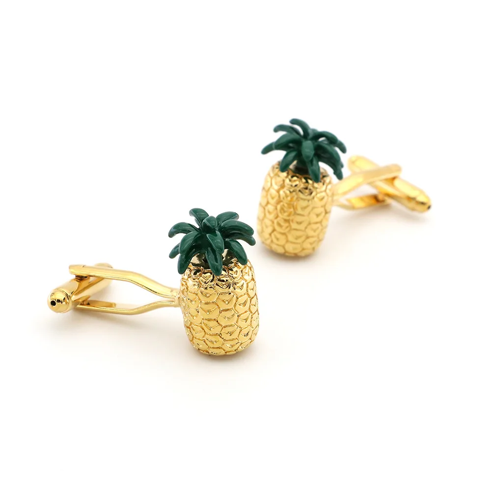 
custom brass silver zinc alloy metal blank engraved accessories men pineapple funny cufflink 