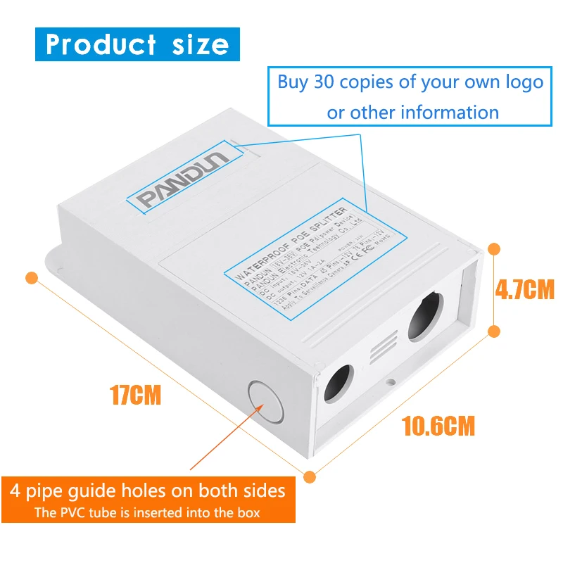 CCTV Monitor camera waterproof box POE Splitter module separator Integrated power type standard 48V turns 12V