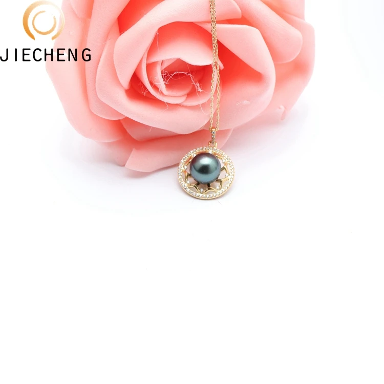 Very beautiful Tahiti pearl pendant charm design silver 925 pearl round pendant designs gold