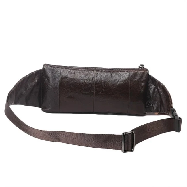 Vintage men genuine leather belt bag travel waist bag fanny pack