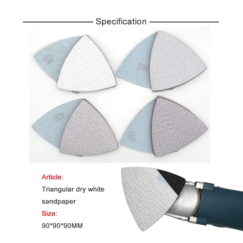 90*90*90mm Grit 60-800 Dry Triangle Sandpaper/Hook and Loop Disc/Abrasive Tools Sanding Disc for Random Orbital Sander