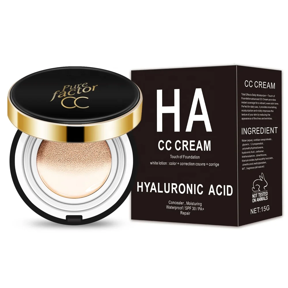 Natural Filler Hyaluronic Acid Air Cushion Compact Waterproof Sunscreen White Lotion Moisturizer Daily Color Correcting CC Cream