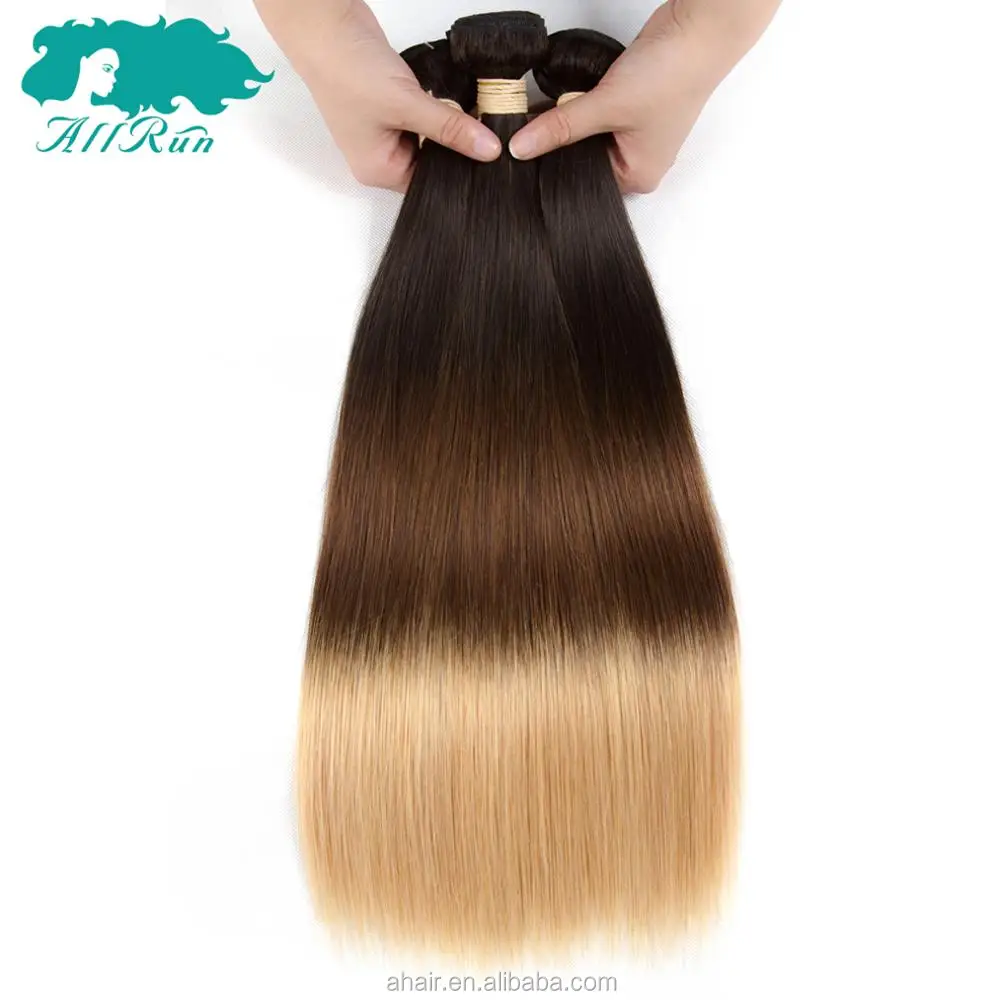 Недорогие 3 тона Омбре цветные 1B/4/27 прямые волосы для наращивания перуанские человеческие волосы