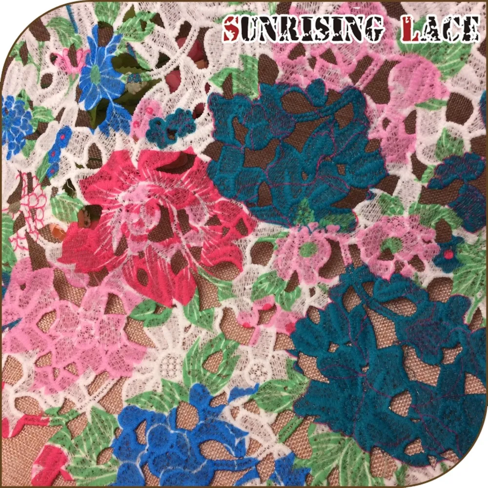 Direct Factory Garment Cheap Sample Polyester Stretch Computer Embroidery Printed Net Lace Fabric