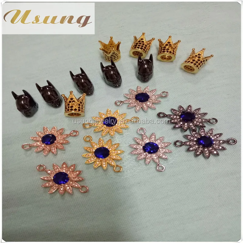 Hot sale Micro Pave Cubic Zirconia Crown Beads Fit Women&Men Bracelet Making