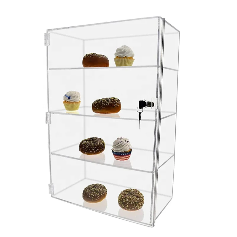 Clear PMMA bread cake display acrylic display case with lock